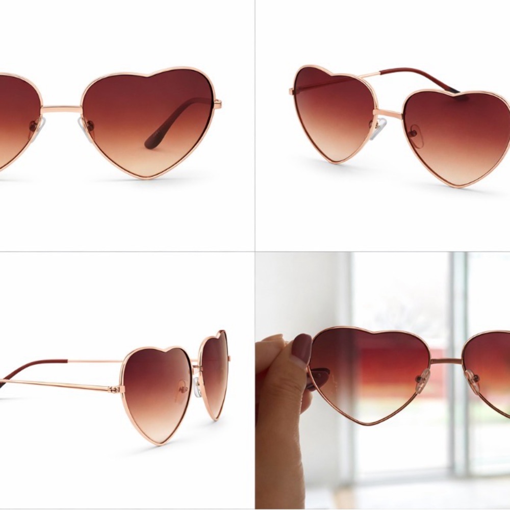 Heart-Shaped Sunglasses in Brown